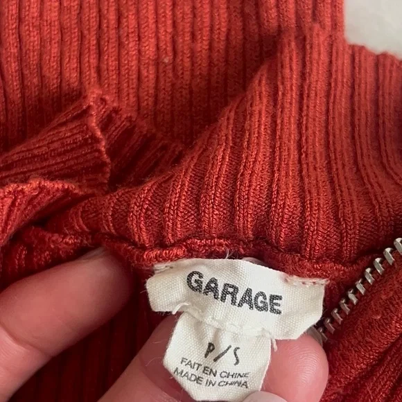 Garage Orange Ribbed Half-Zip Long Sleeve Top - Picture 4 of 4